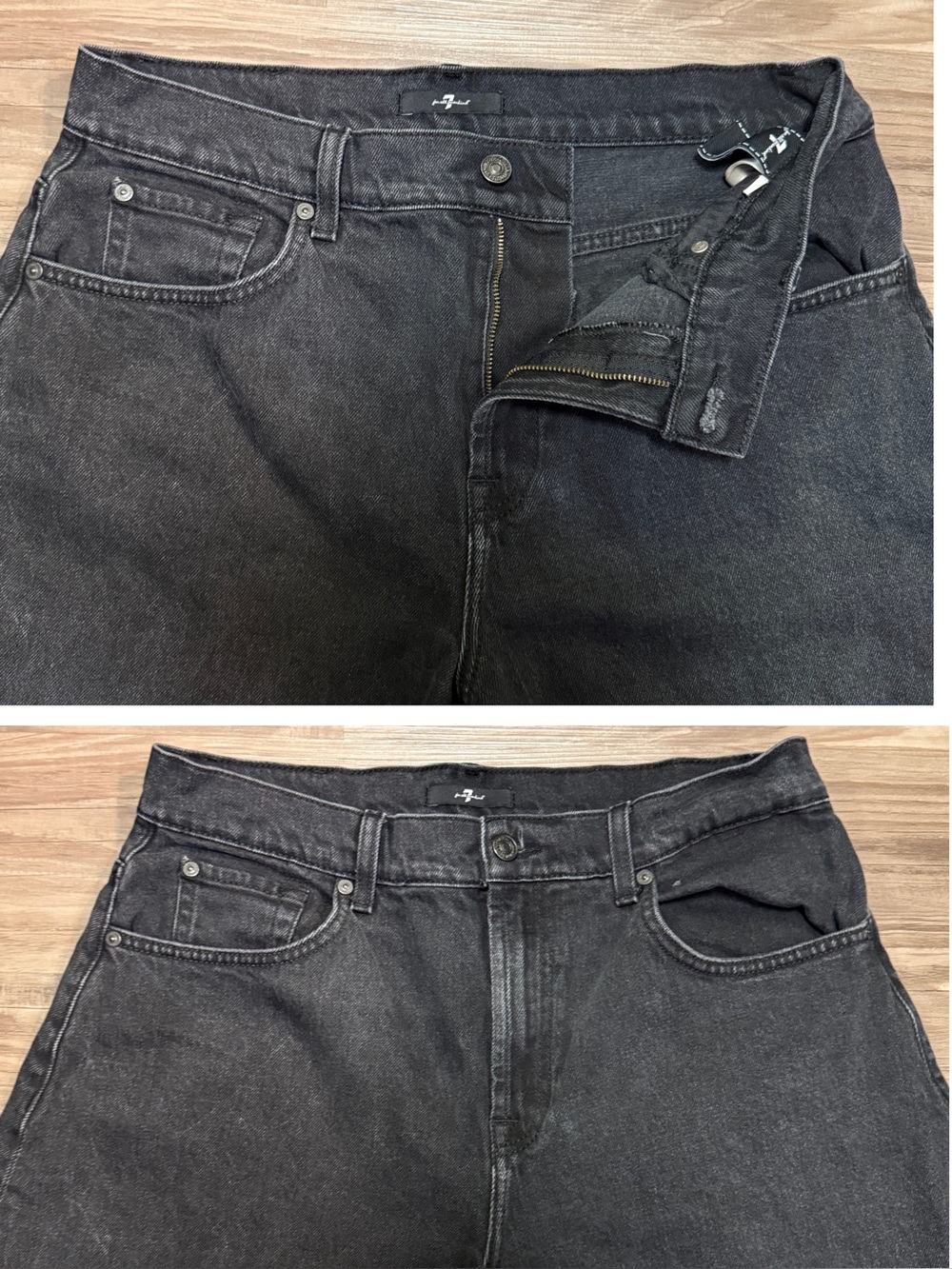 7 For All Mankind Bonnie Curvilinear Barrel Jeans 30 Thunder Black $208 - Picture 3 of 11